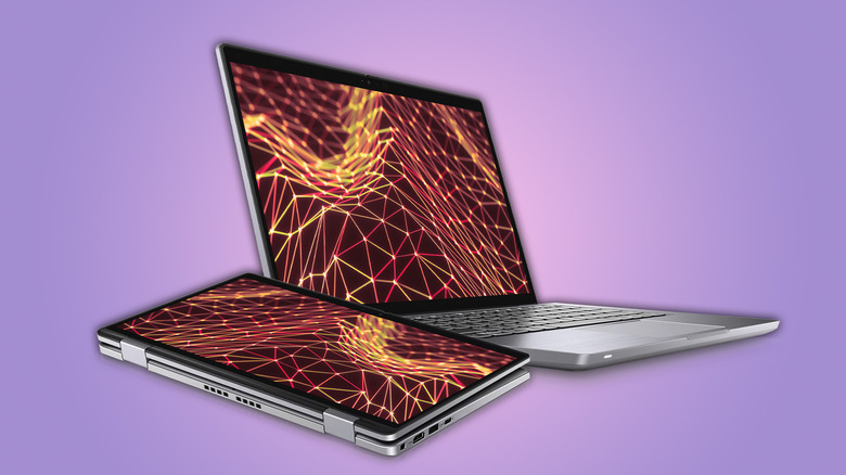 A Dell Latitude 7330 shown in both its laptop and tablet modes.