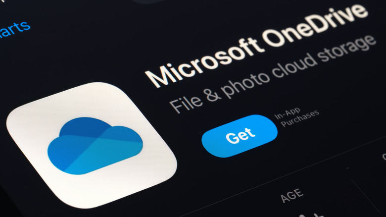 The Microsoft OneDrive app listing on an iPhone App Store screen.