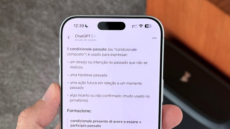 ChatGPT mobile application interface on an iPhone screen.