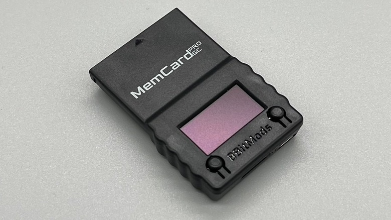 A MemCard Pro GC for GameCube in Jet Black showing the microSD card slot.