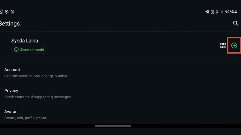 The WhatsApp account settings screen showing the 'Add account' option.