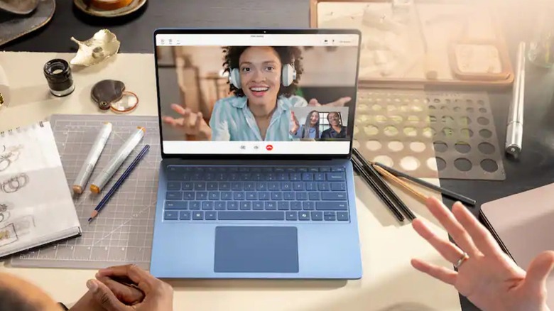Microsoft 15-inch Surface Copilot+ PC used for a high-definition video call.