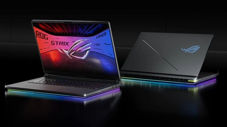 Two Asus ROG Strix G18 laptops positioned against a dark background, highlighting their premium chassis.