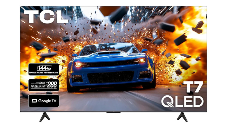 Front view of the TCL 65-inch T7 Series 4K QLED TV.