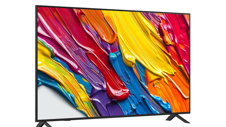 Side-profile view of the LG 65-inch QNED82A 4K QNED TV.