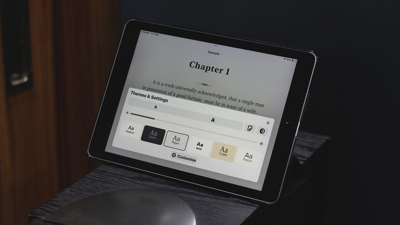 Customization options within the Apple Books app interface.