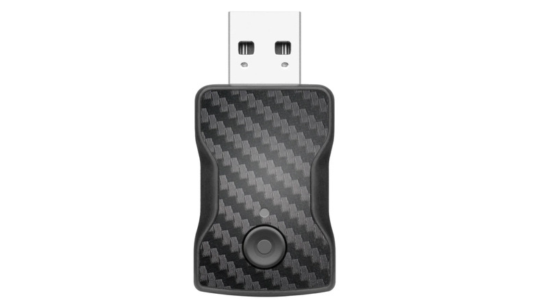 The Aluratek Wireless Adapter displayed on a neutral background to highlight its small size.