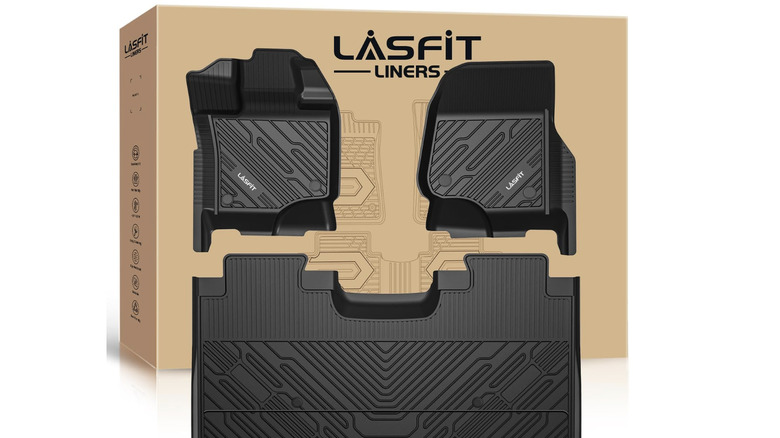 LASFIT three-piece floor mat set displayed with its retail box.