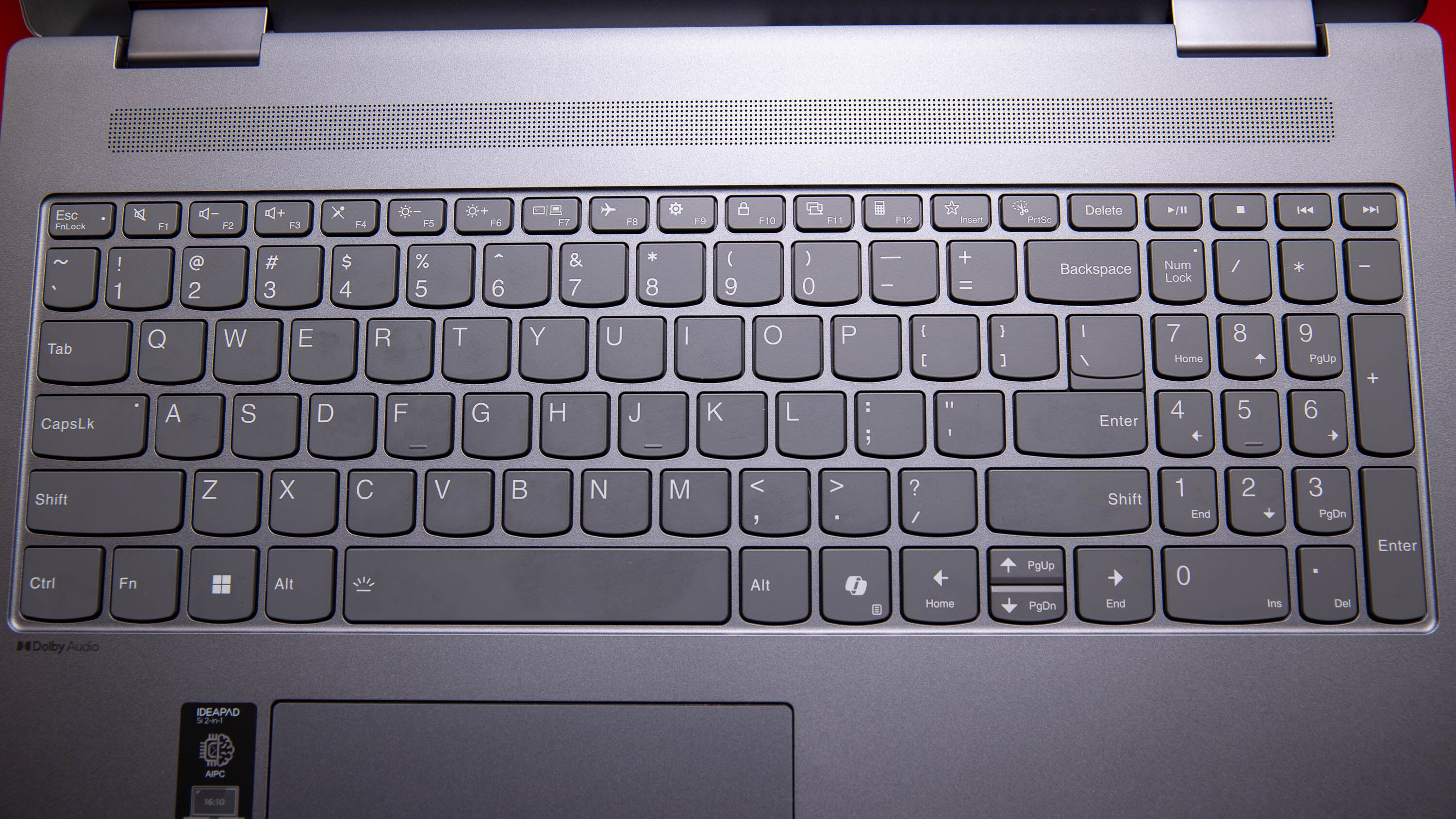 The Lenovo IdeaPad 5i 16-inch 2-in-1 laptop standing in tent mode on a desk.