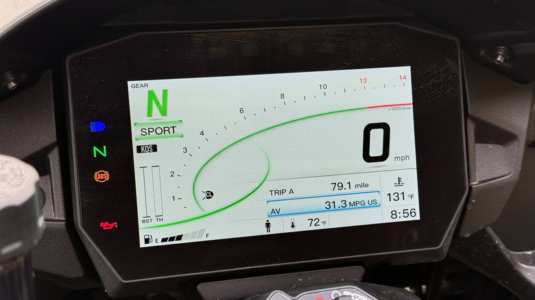 The 6.5-inch color TFT dashboard display of the Kawasaki Ninja H2 SX.