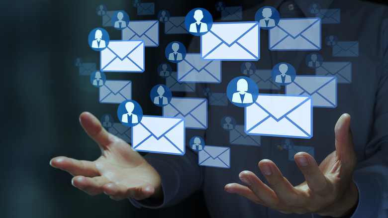 An illustration depicting a chaotic pile of overlapping email icons representing inbox clutter.