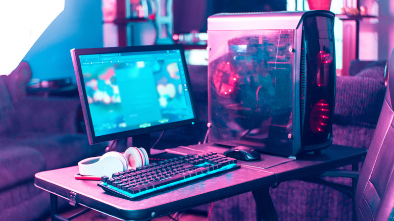 A modern budget gaming PC build on a desk, highlighting the successful integration of a budget parts list.
