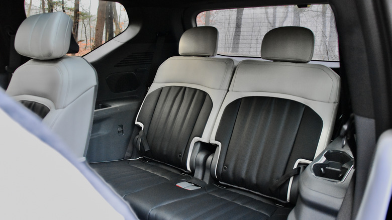 View of the third-row seating area in the Kia EV9.