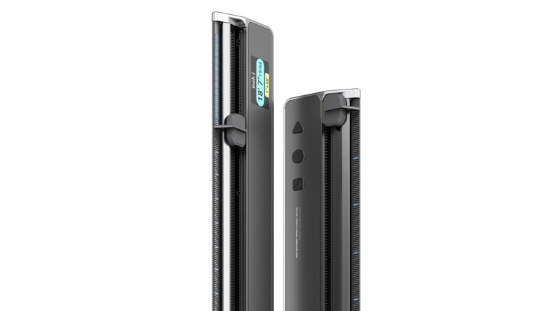 Hozo Design NeoRuler showing digital measurements on its sliding scale.