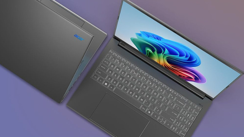 Side-by-side view of Acer Aspire 16 AI laptops showing clear screen quality.