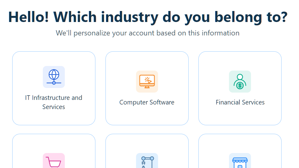 The initial setup screen of Freshsales CRM showing configuration options.