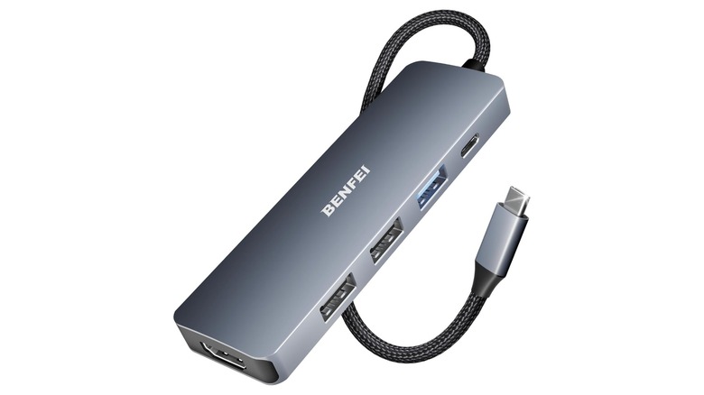 A Benfei USB-C 5-in-1 adapter with a 4K HDMI port against a white background.
