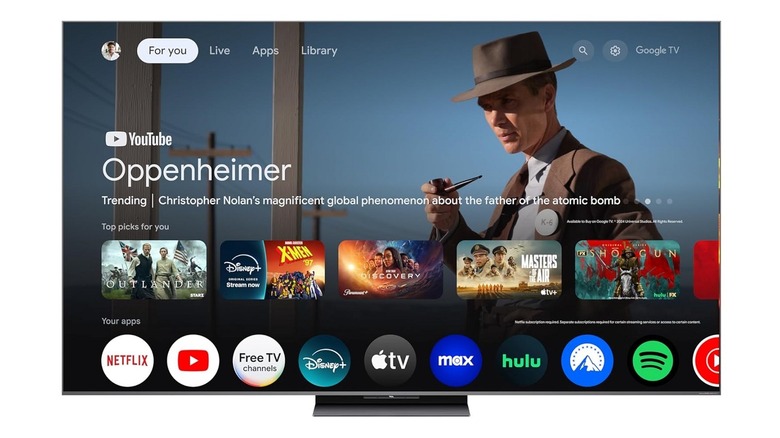 A large TCL 75-inch Mini-LED QLED 4K TV displaying high-contrast imagery.